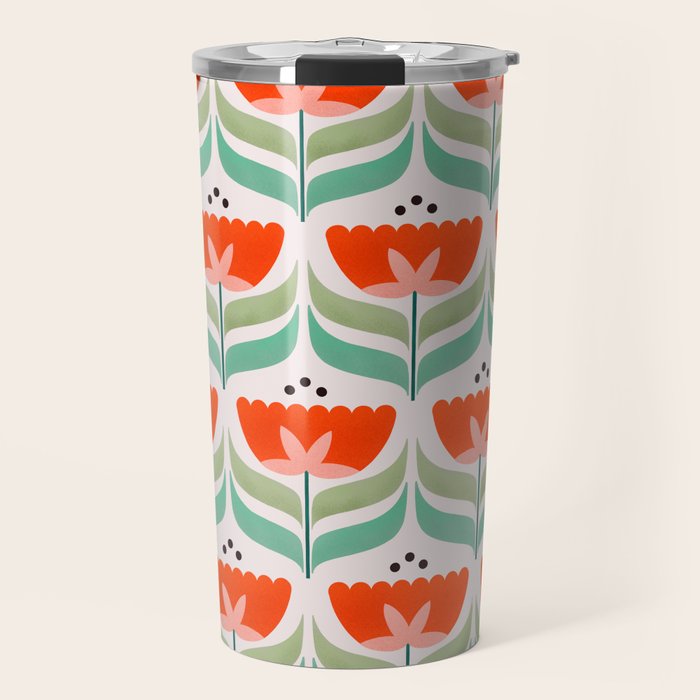 Retro Tulips Pattern Travel Mug Gallery Image 1