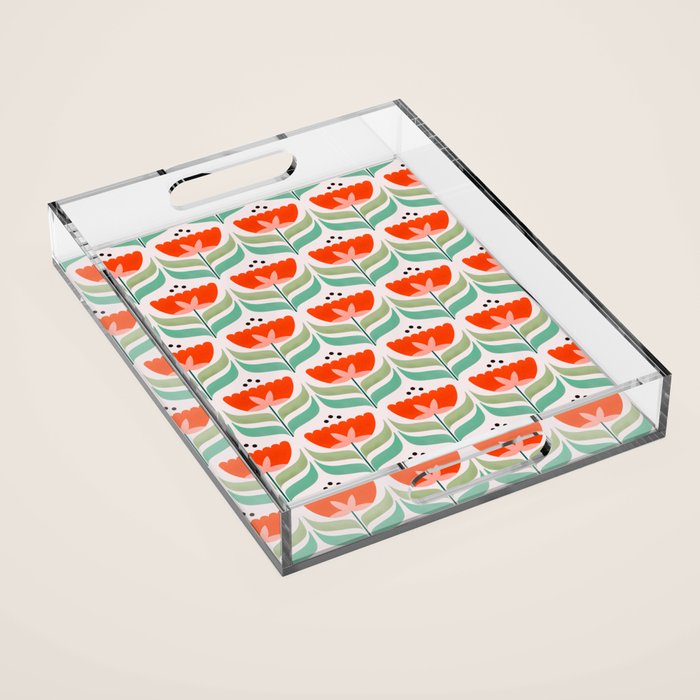 Retro Tulips Pattern Acrylic Tray Gallery Image 1