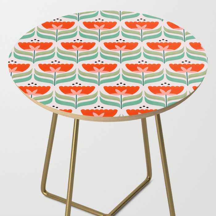 Retro Tulips Pattern Side Table Gallery Image 2