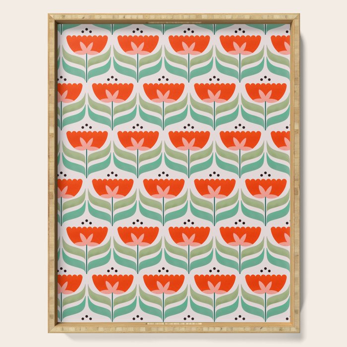 Retro Tulips Pattern Serving Tray Gallery Image 1