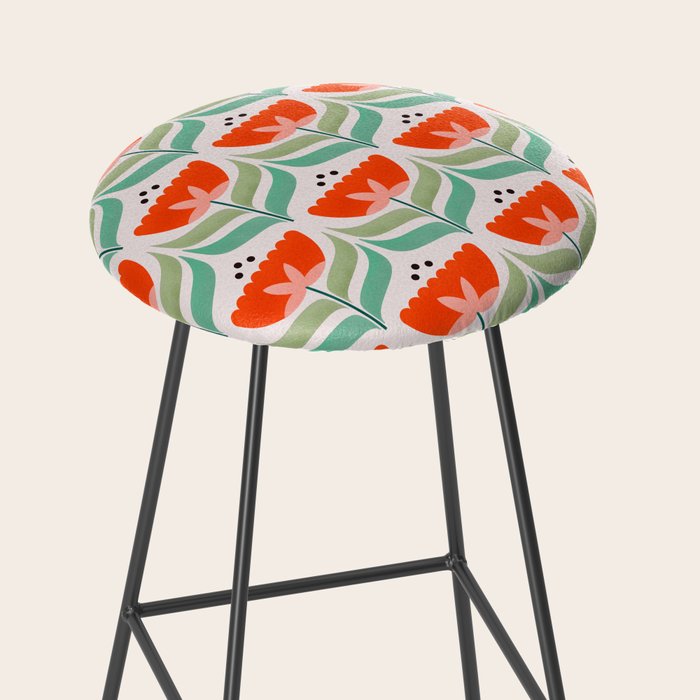 Retro Tulips Pattern Stool Gallery Image 2