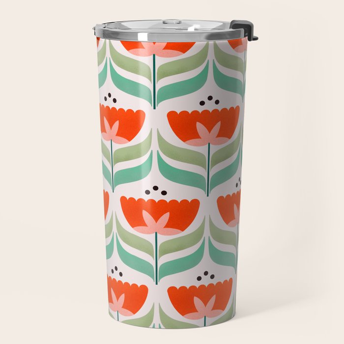 Retro Tulips Pattern Travel Mug Gallery Image 2