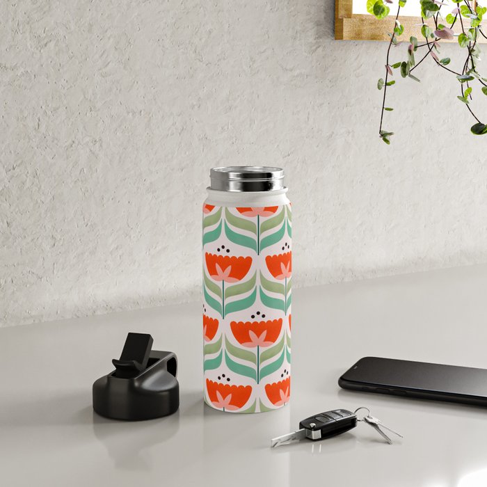 Retro Tulips Pattern Water Bottle Gallery Image 5