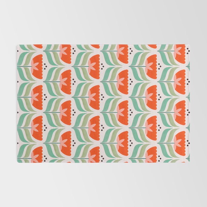 Retro Tulips Pattern Rug Gallery Image 2