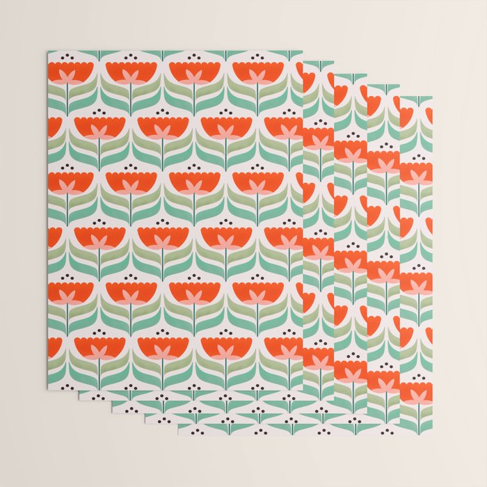 Retro Tulips Pattern Wrapping Paper Gallery Image 3