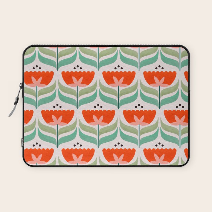 Retro Tulips Pattern Laptop Sleeve Gallery Image 1