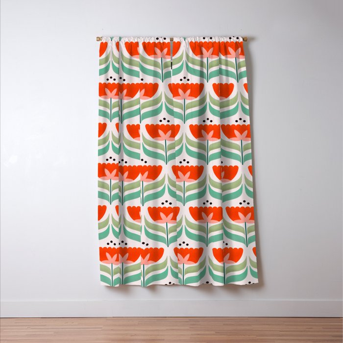Retro Tulips Pattern Window Curtain Gallery Image 3