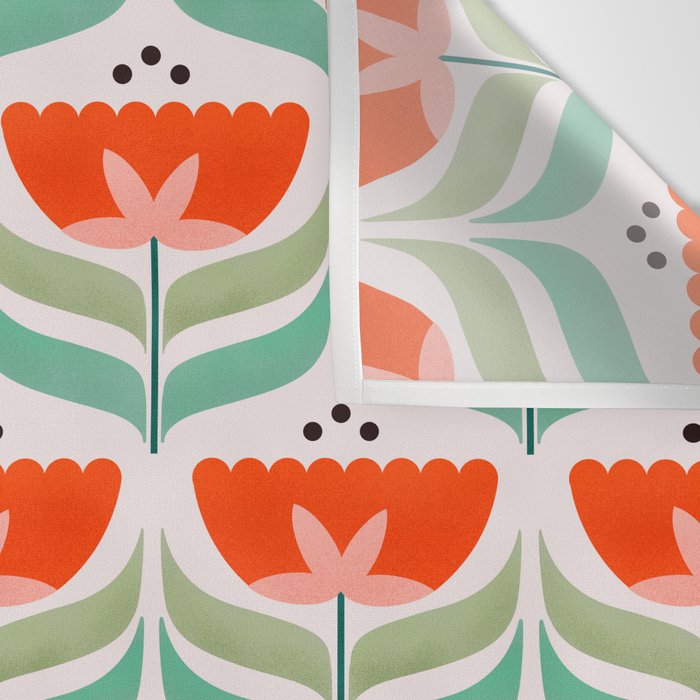 Retro Tulips Pattern Wall Tapestry Gallery Image 3