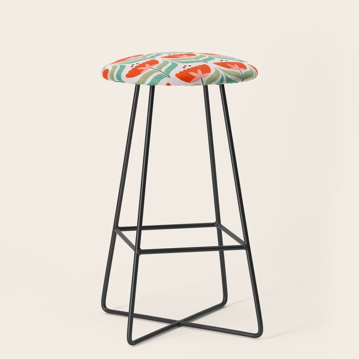 Retro Tulips Pattern Stool Gallery Image 1