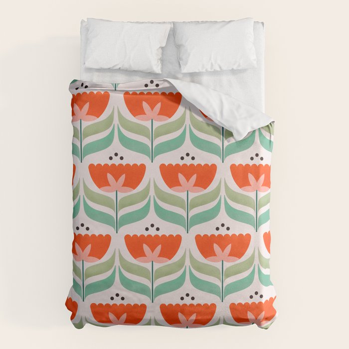 Retro Tulips Pattern Duvet Cover Gallery Image 6