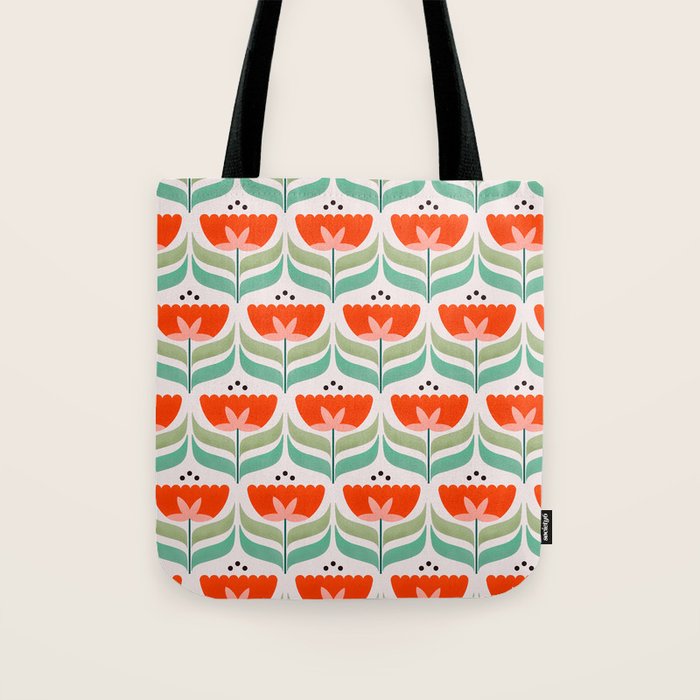 Retro Tulips Pattern Tote Bag Gallery Image 1