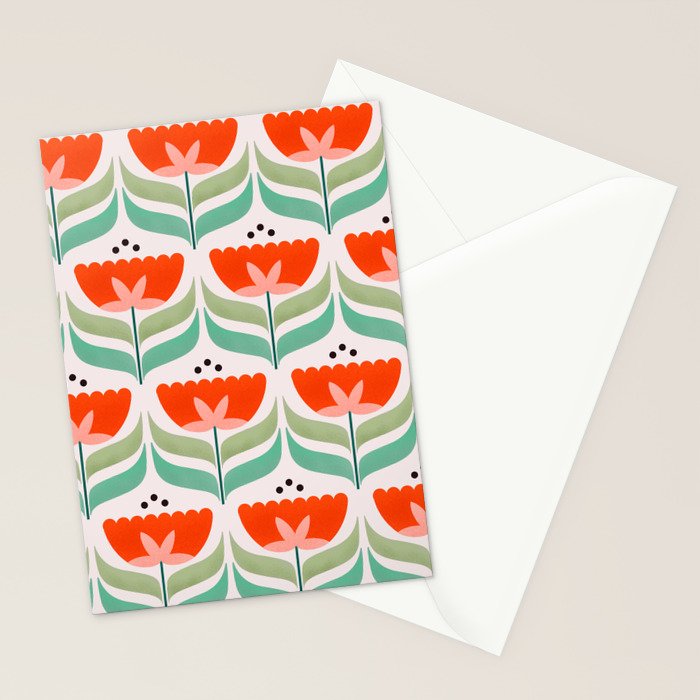 Retro Tulips Pattern Stationery Card Gallery Image 2