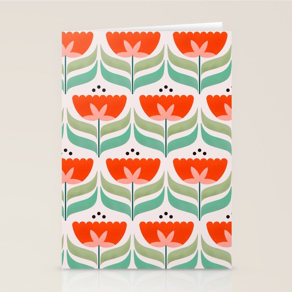 Retro Tulips Pattern Stationery Card Gallery Image 2