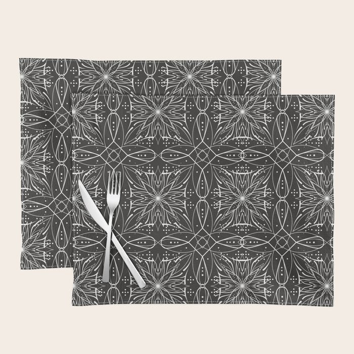 BW starry abstract mosaic A Placemat Gallery Image 1