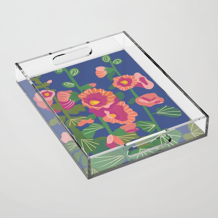 Hollyhocks Acrylic Tray Gallery Image 1