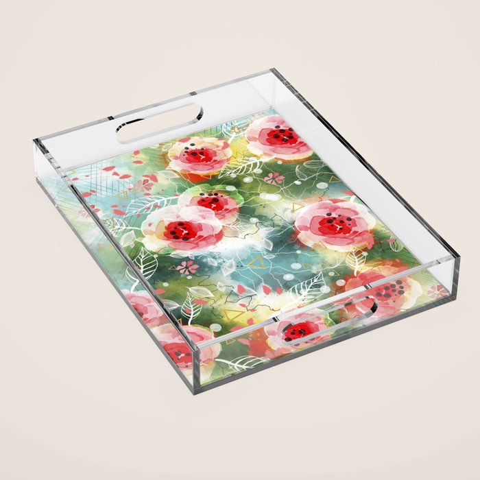 Abstract painting nature and geometric Acrylic Tray Gallery Image 1