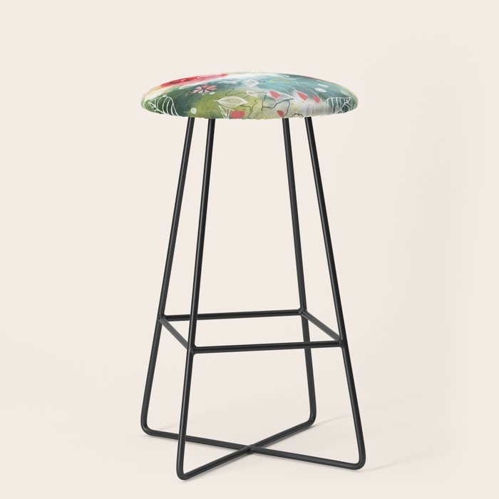 Abstract painting nature and geometric Stool Gallery Image 1