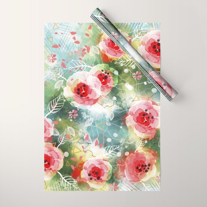 Abstract painting nature and geometric Wrapping Paper Gallery Image 1