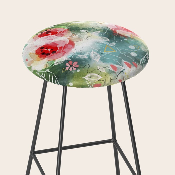Abstract painting nature and geometric Stool Gallery Image 2