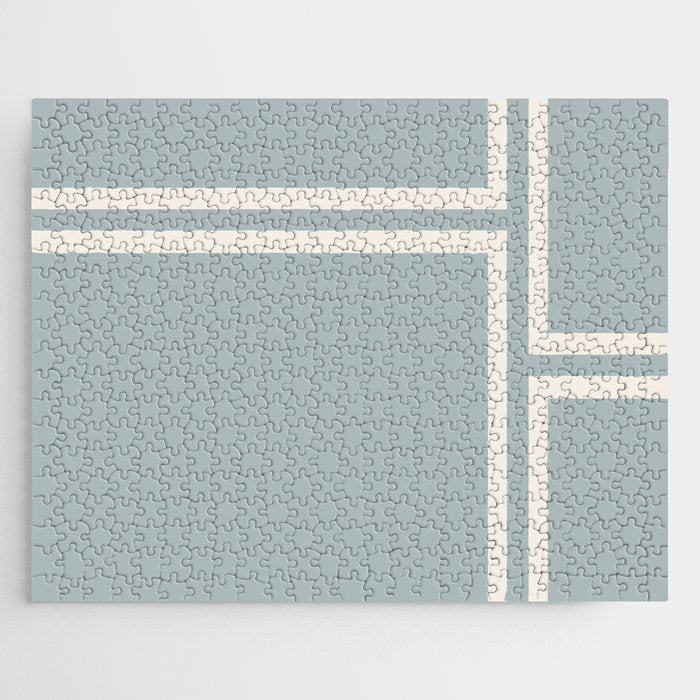Soft Deco Minimalist Pattern in Light Blue-Gray and Cream Jigsaw Puzzle Gallery Image 1