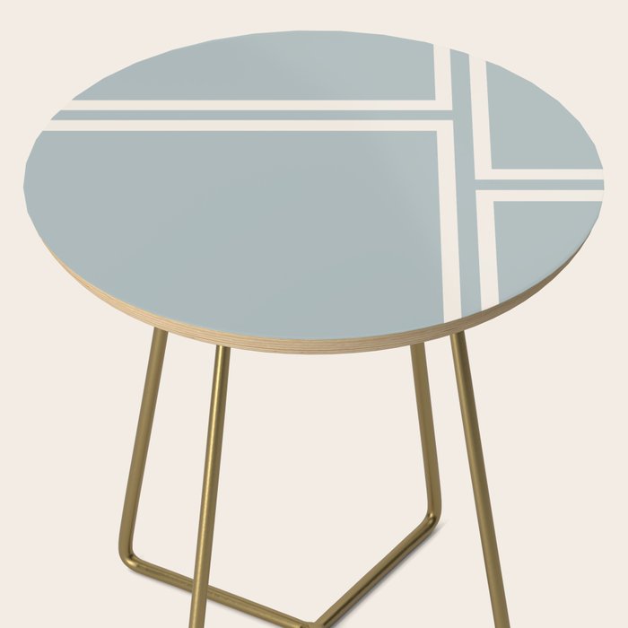 Soft Deco Minimalist Pattern in Light Blue-Gray and Cream Side Table Gallery Image 2