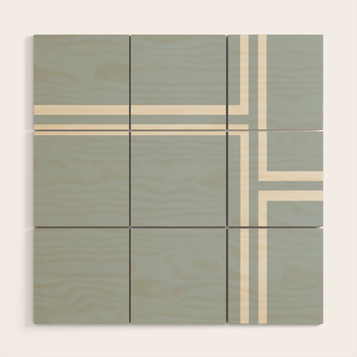 Soft Deco Minimalist Pattern in Light Blue-Gray and Cream Wood Wall Art Gallery Image 1
