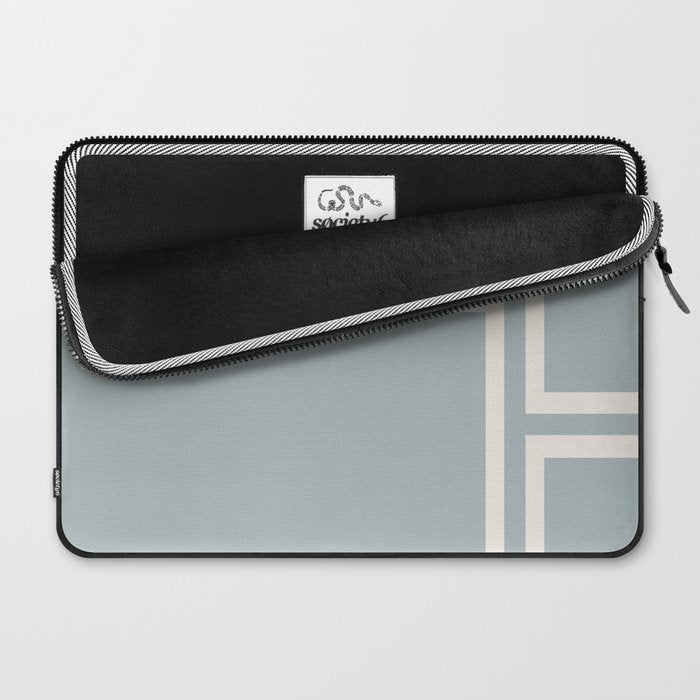 Soft Deco Minimalist Pattern in Light Blue-Gray and Cream Laptop Sleeve Gallery Image 2