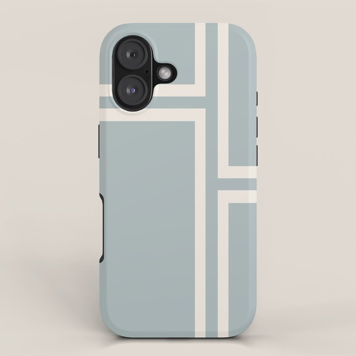 Soft Deco Minimalist Pattern in Light Blue-Gray and Cream iPhone Case Gallery Image 1