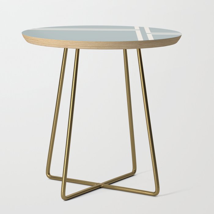 Soft Deco Minimalist Pattern in Light Blue-Gray and Cream Side Table Gallery Image 1