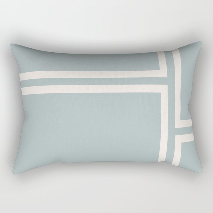Soft Deco Minimalist Pattern in Light Blue-Gray and Cream Rectangular Pillow Gallery Image 2