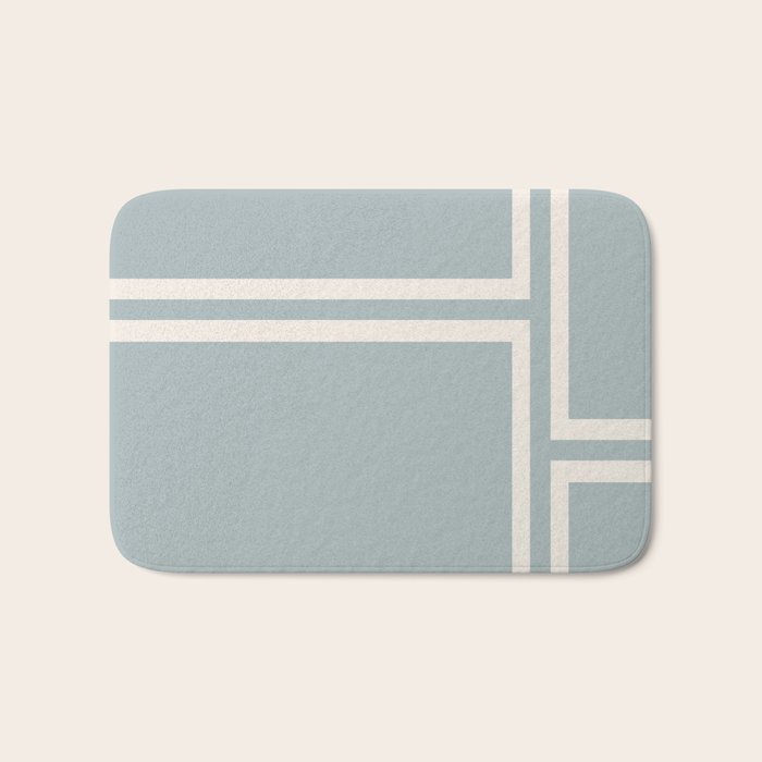 Soft Deco Minimalist Pattern in Light Blue-Gray and Cream Bath Mat Gallery Image 1