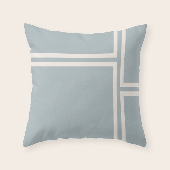 Soft Deco Minimalist Pattern in Light Blue-Gray and Cream Throw Pillow Gallery Image 6