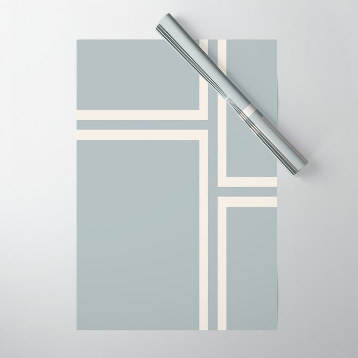 Soft Deco Minimalist Pattern in Light Blue-Gray and Cream Wrapping Paper Gallery Image 1