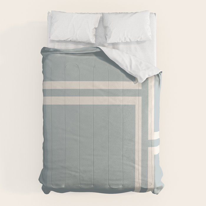 Soft Deco Minimalist Pattern in Light Blue-Gray and Cream Comforter Gallery Image 6