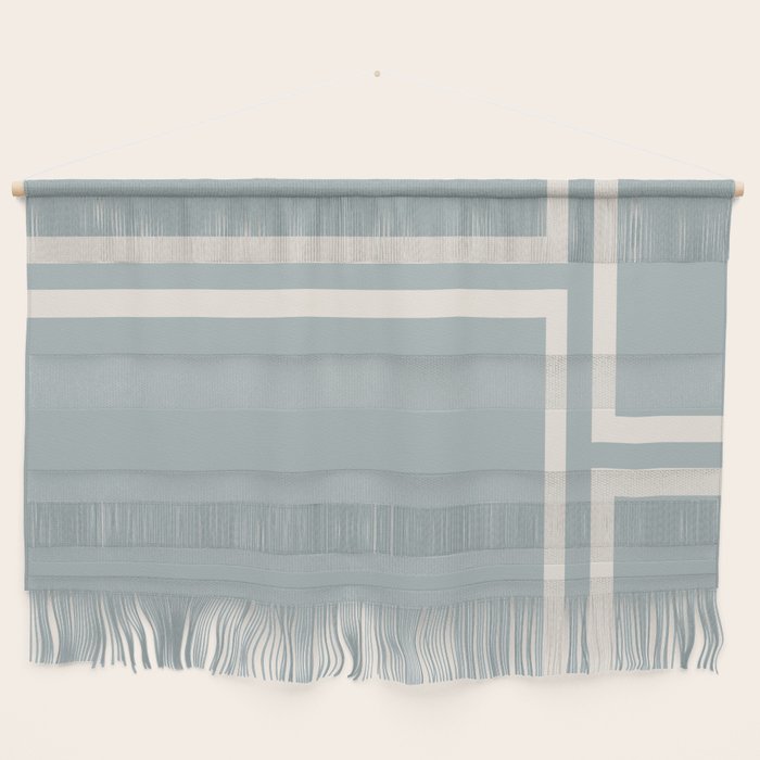 Soft Deco Minimalist Pattern in Light Blue-Gray and Cream Wall Hanging Gallery Image 1