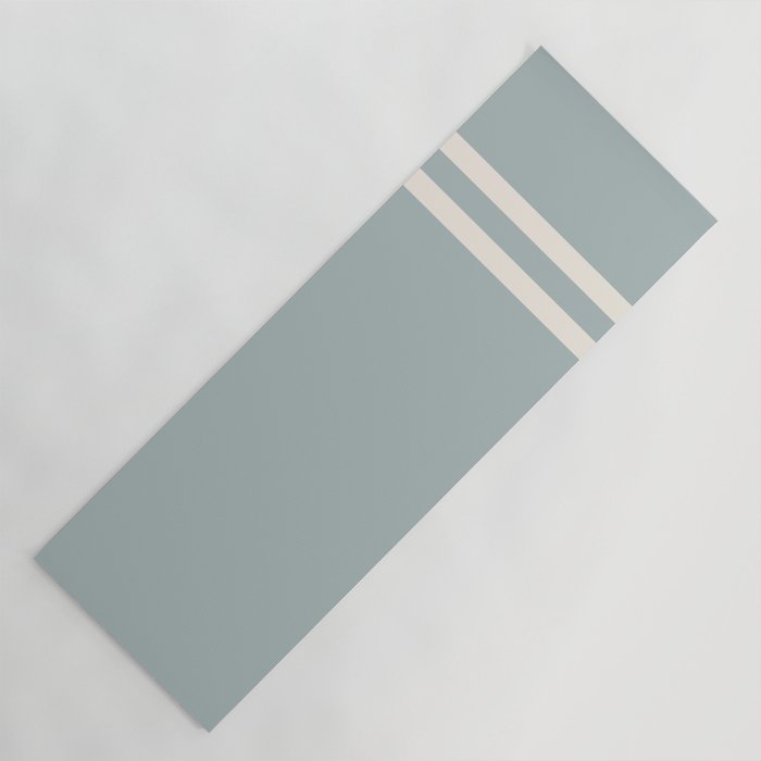 Soft Deco Minimalist Pattern in Light Blue-Gray and Cream Yoga Mat Gallery Image 1