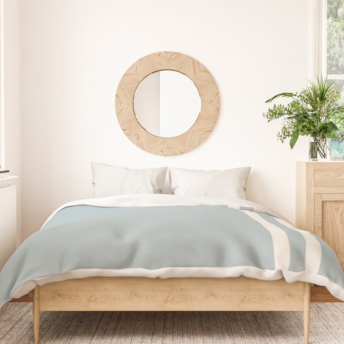 Soft Deco Minimalist Pattern in Light Blue-Gray and Cream Duvet Cover Gallery Image 3