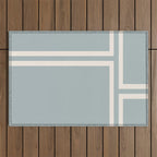 Soft Deco Minimalist Pattern in Light Blue-Gray and Cream Outdoor Rug Gallery Image 1
