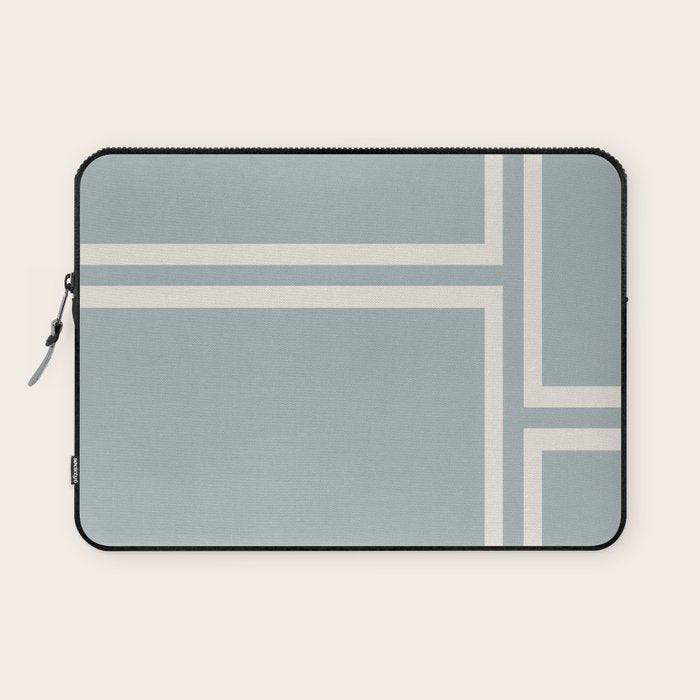 Soft Deco Minimalist Pattern in Light Blue-Gray and Cream Laptop Sleeve Gallery Image 1