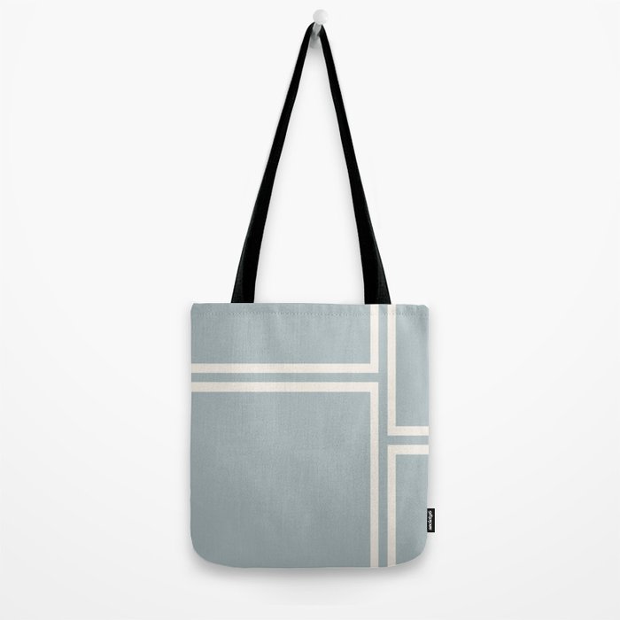 Soft Deco Minimalist Pattern in Light Blue-Gray and Cream Tote Bag Gallery Image 2