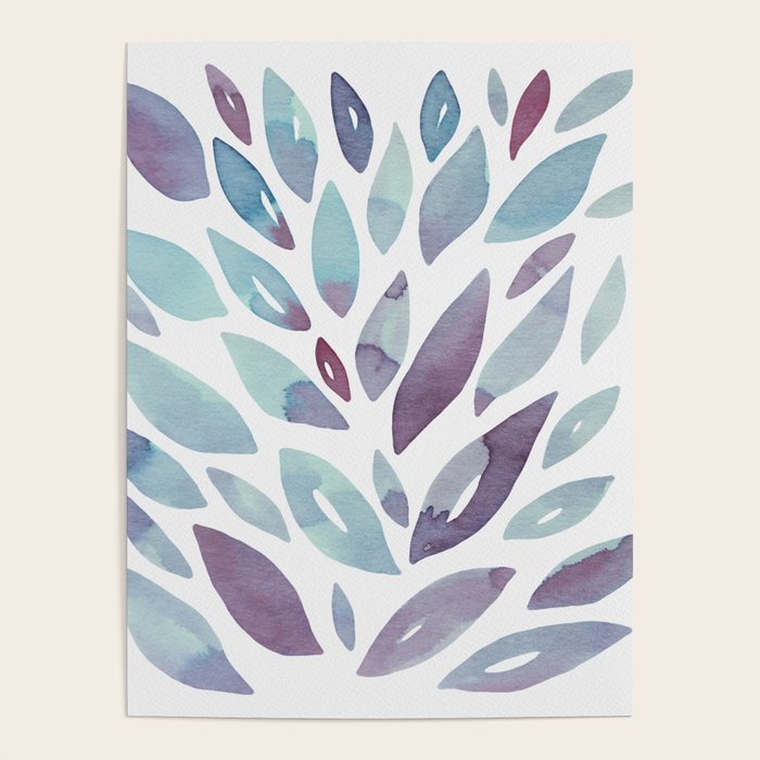 Watercolor floral petals - purple and blue Poster Gallery Image 4