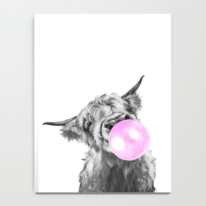 Bubble Gum Highland Cow Black and White Notebook Gallery Image 4