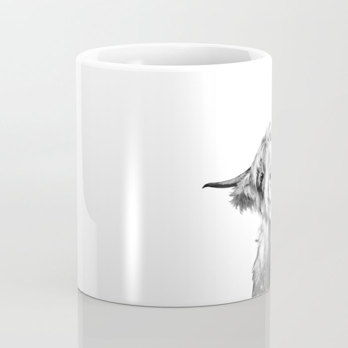 Bubble Gum Highland Cow Black and White Coffee Mug Gallery Image 4