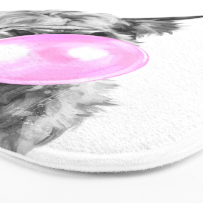Bubble Gum Highland Cow Black and White Bath Mat Gallery Image 3
