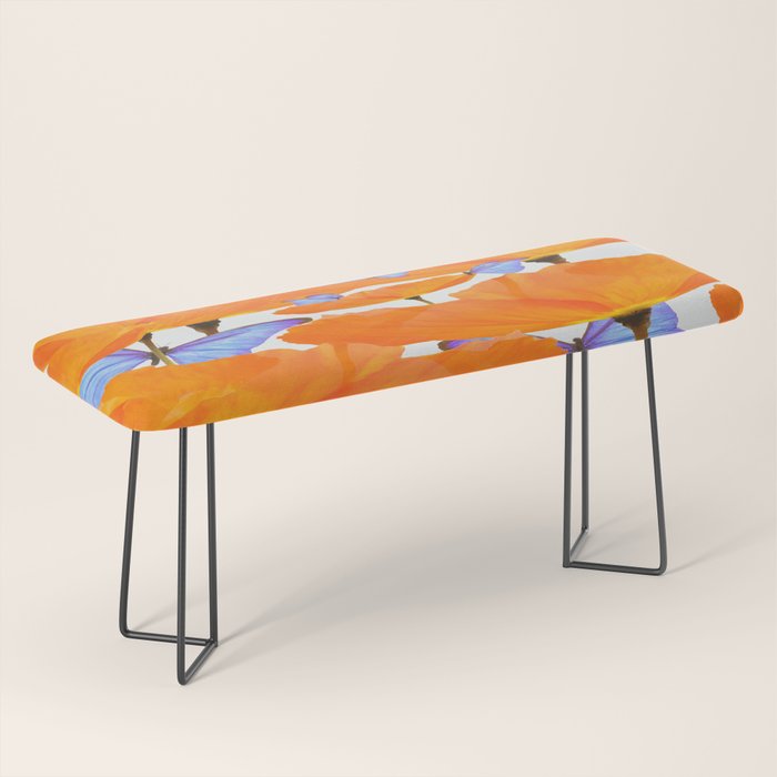 Poppies And Butterflies White Background #decor #society6 #buyart Bench Gallery Image 1