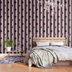 Burgundy Stripes and Navy Dots Modern Pattern Wallpaper Gallery Image 3