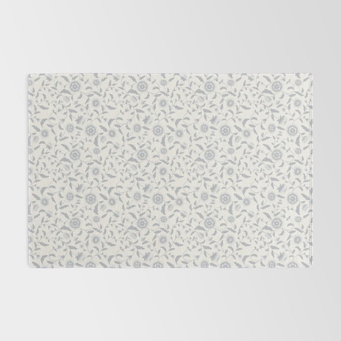 Vintage Trailing Floral - Blue and White Rug Gallery Image 2