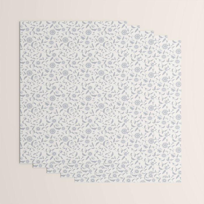Vintage Trailing Floral - Blue and White Wrapping Paper Gallery Image 3