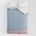 Minimalist Color Block Cuffed Solid in Pastel Light Blue and Baby Pink Duvet Cover Gallery Image 6