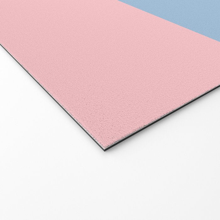 Minimalist Color Block Cuffed Solid in Pastel Light Blue and Baby Pink Welcome Mat Gallery Image 2